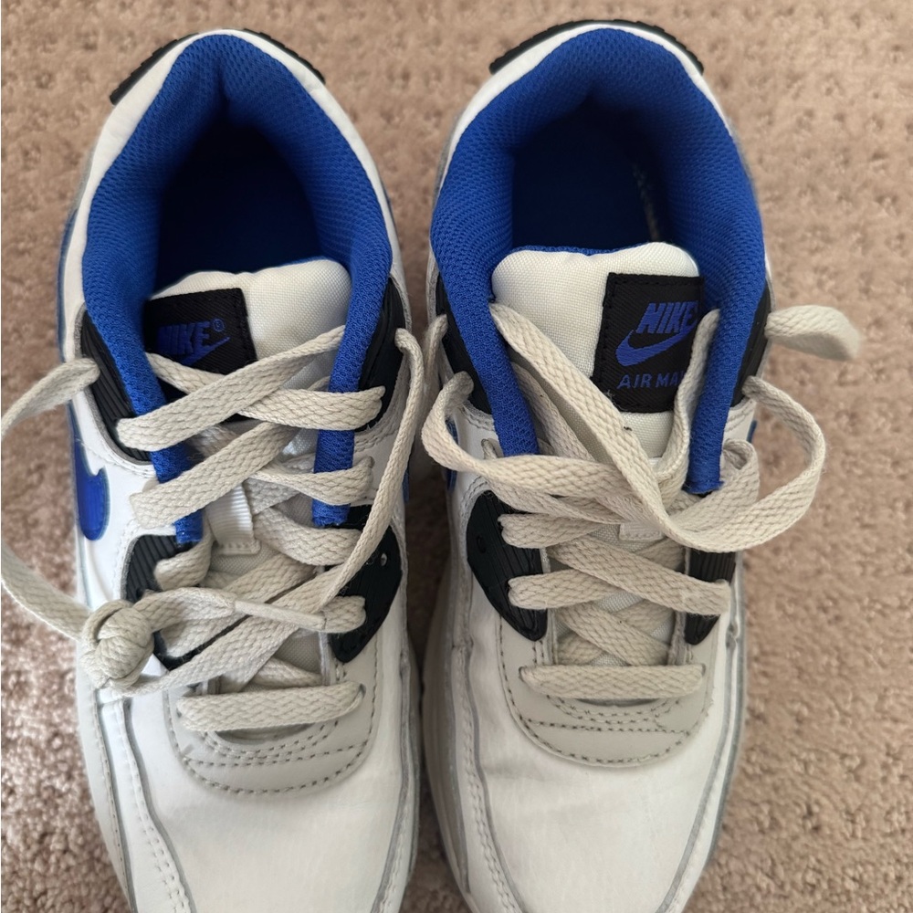 Nike White and Blue Sneakers Low-Top Athletic Shoes